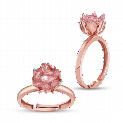 Lotus Flower Women's Sterling Silver Ring Pink 100348040