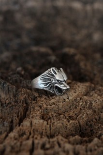 Silver Rings 925 - Wolf Design Adjustment Men's Ring 100319174 - Turkey