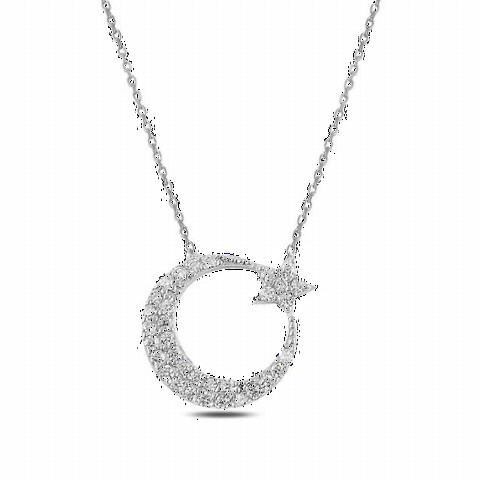 Jewelry & Watches - Moon Star Model Silver Necklace With Zircon Stone 100347638 - Turkey