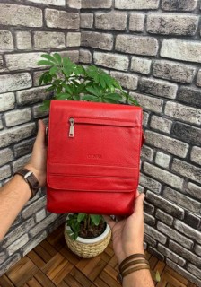 Leather - Guard Messenger Bag aus rotem Leder 100345258 - Turkey