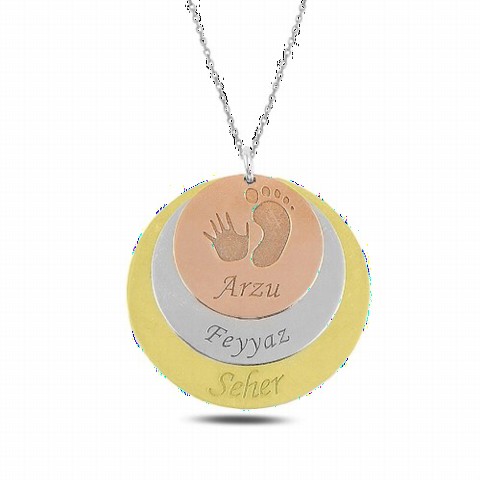 Necklace - Personalized Round Plate Necklace with Name 100347460 - Turkey