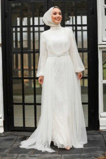 Wedding & Evening - لباس شب حجاب اکرو 100300209 - Turkey