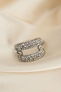 jewelry - Adjustable Silver Color Zircon Stone Ring 100319703 - Turkey