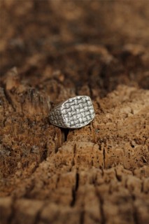 Silver Rings 925 - Adjustable Motif Men's Ring 100319117 - Turkey