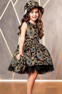 Kids - Girl's New Versailles Black Dress With Bag and Hat 100328193 - Turkey
