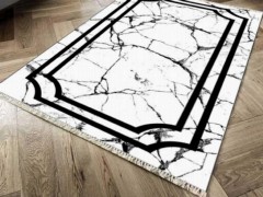 Carpet - Non-Slip Base Digital Print Velvet Carpet Linear Stone White 180x280 cm 100260353 - Turkey