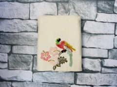 Dowry Towel - Dowry Land Colorful Bird Embroidered Dowery Towel Cream 100330305 - Turkey
