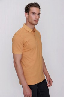 Men's Mustard Yellow Polo Collar Trend 100% Cotton Dynamic Fit Comfortable Fit Short Sleeve T-Shirt 100351447