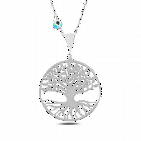 Tree of Life Model Rhodium Plated Silver Necklace 100347057