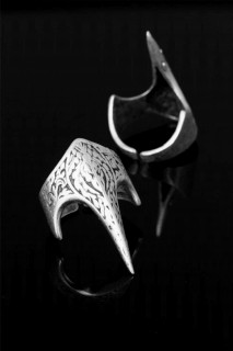 Silver Rings 925 - Steel Patterned Helmet Figure Adjusted Men's Ring 100318679 - Turkey