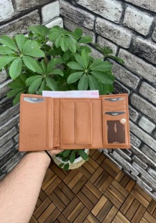 Tan Leather Women's Wallet With Money Compartment 100345786
