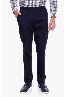 pants - Men's Navy Blue Frida Dynamic Fit Casual Side Pocket Cotton Linen Trousers 100351236 - Turkey