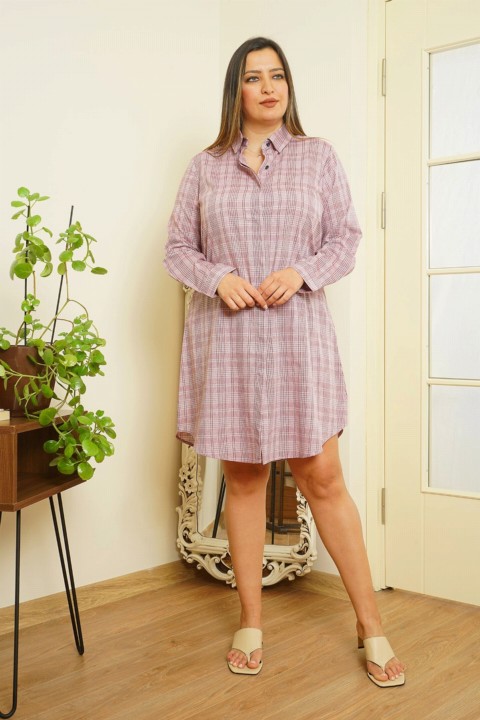 Daily Dress - Women's Large Size Striped Tunic Dress 100342504 - Turkey