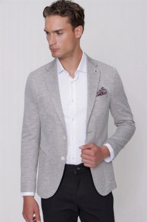 Men Clothing - Men's Beige Slim Fit Slim Fit Patterned Knitted 6 Drop Jacket 100351334 - Turkey