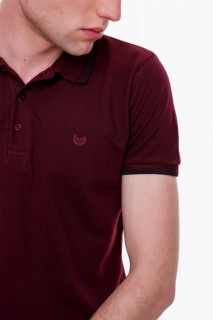 Men's Dark Claret Red Basic Polo Neck No Pocket Dynamic Fit Comfortable Fit T-Shirt 100351223