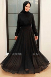 Wedding & Evening - Black Hijab Evening Dress 100340546 - Turkey