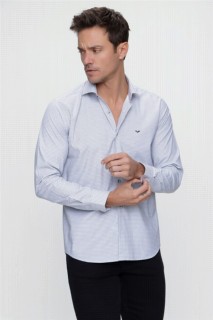 Men's Black Saldera Slim Fit Slim Fit Printed Solid Collar Long Sleeve Shirt 100350684