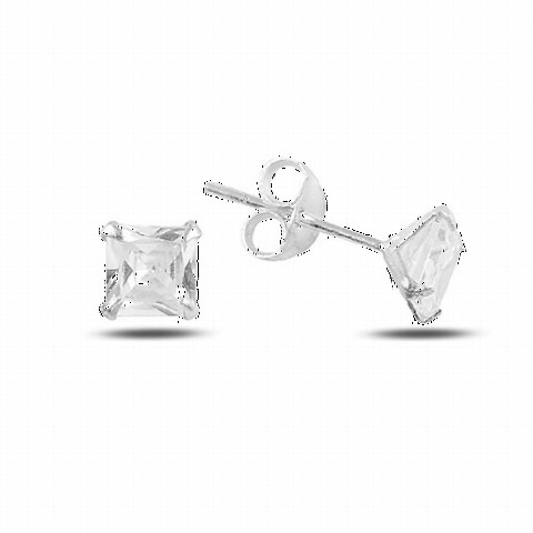 Jewelry & Watches - Square Stone Women's Silver Earrings 100347090 - Turkey
