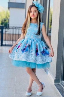 Kids - Fille Jupe Jupe Tulle Princesse Reine des Neiges Robe Bleue 100328376 - Turkey