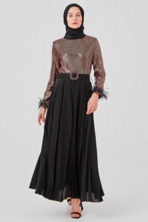 Daily Dress - Women's Sleeves Tasseled Sequined Sequin Evening Dress 100342705 - Turkey