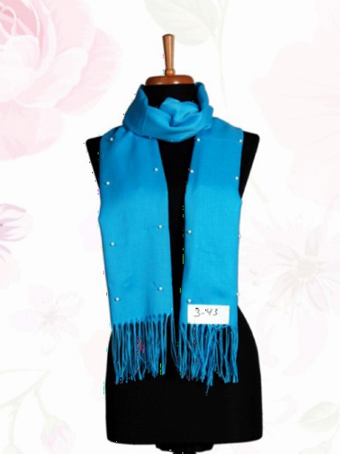 Pashmina with Pearl - Blue / code: 3-43 100279485 - Turkey