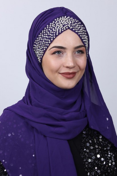 Ready to wear Hijab-Shawl - حجر بونيه تصميم شال  - Turkey