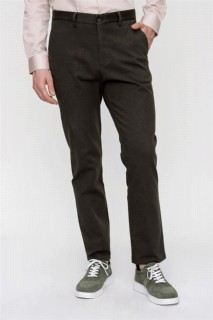 Men Clothing - Men's Khaki Glasgow Dynamic Fit Casual Side Pocket Cotton Linen Trousers 100351267 - Turkey