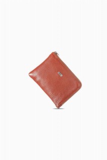 Wallet - Zippered Thin Tan Unisex Leather Wallet 100345332 - Turkey