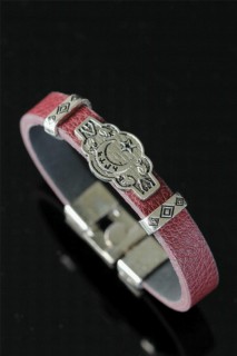 Bracelet - سوار معدني مون ستار كلاريت جلد أحمر للرجال 100327880 - Turkey