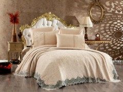 Blanket Sets - Dowry Land French Guipure Hümay Blanket Set Cappucino 100344874 - Turkey