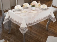 Table Cover Set - Lisa Table Cloth Set 18 Pieces Cream Cream 100330139 - Turkey