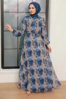 Clothes - Navy Blue Hijab Dress 100340860 - Turkey