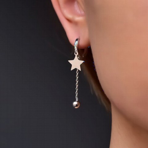 Jewelry & Watches - Star Dangle Ballpoint Silver Earrings 100349949 - Turkey