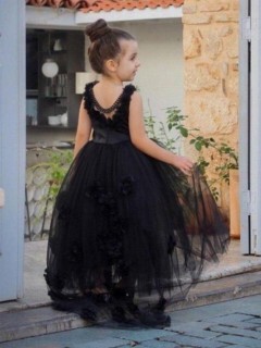 Girl Rose Detailed Black Evening Dress 100326715