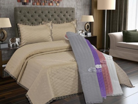 Bedding - Dowery Almina 3-Piece Quilted Bedspread Set Lila 100351637 - Turkey