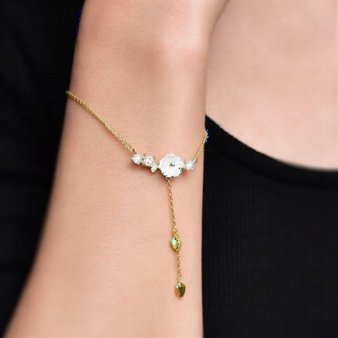 Jewelry & Watches - Snowdrop Flower Zircon Stone Silver Bracelet Gold 100349877 - Turkey