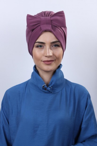 Woman Bonnet & Hijab - بونيه على الوجهين بزهرة مجففة فيونكة - Turkey