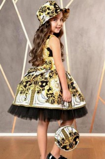 Girl's Hat and Bag Gold Black Fluffy Tulle Dress 100328480
