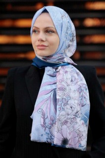 Woman Hijab & Scarf - Navy Blue Hijab Shawl 100339158 - Turkey