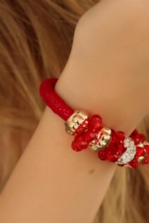 Red Color and Crystal Stone Bracelet 100318754