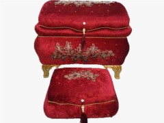 Dowry box - Azra French Guipure Luxury Stone Double Dowery Chest Claret Red 100258310 - Turkey