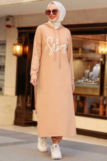 Cloth set - Keksfarbenes Hijab-Anzugkleid 100339053 - Turkey
