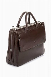 Briefcase & Laptop Bag - Guard Brown 15,4 Zoll Aktentasche aus echtem Leder mit Laptopfach 100346308 - Turkey