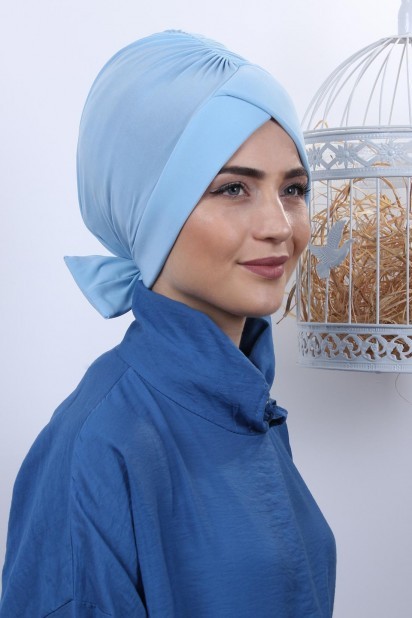 Double-Sided Bonnet Baby Blue with Bow 100285277