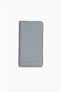 Wallet - Portemonnaie aus grauem schwarzem Leder mit Telefoneinlass 100345890 - Turkey
