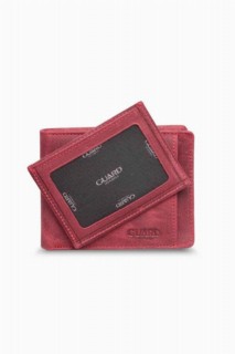 Hidden Card Compartment Antique Claret Red Genuine Leather Men's Wallet 100346198