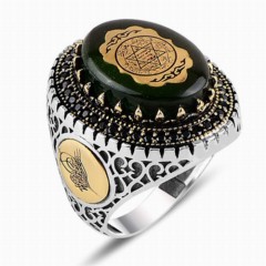 Men Shoes-Bags & Other - Silver Ring with Ottoman Motif Embroidered with the Seal of Süleyman 100347736 - Turkey