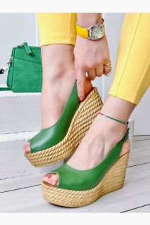 Anais Green Wedge Heel Shoes 100344177