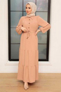 Daily Dress - Biscuit Hijab Dress 100341411 - Turkey