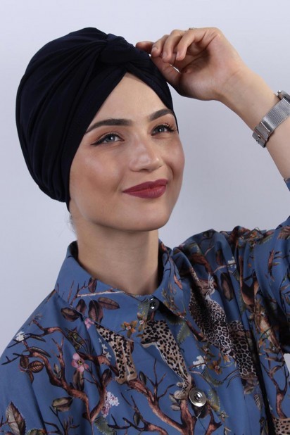 Woman Bonnet & Turban - Dolama Mütze Marineblau - Turkey